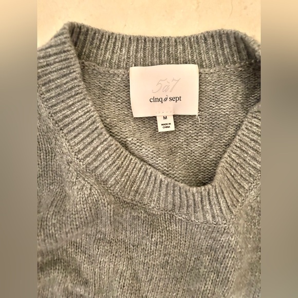 CINQ À SEPT Kiana grey knit sweater mini dress with tie size Medium - Picture 6 of 8